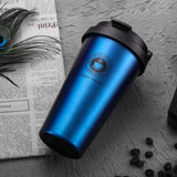 Mug café isotherme bleu métal