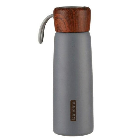 Gourde isotherme inox et bois